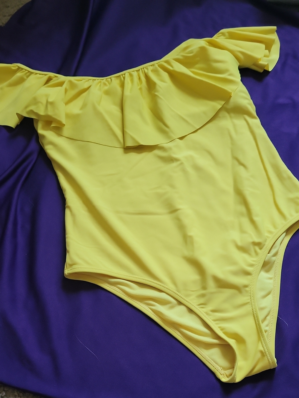 Kensie Yellow Off-Shoulder Ruffles One-Piece